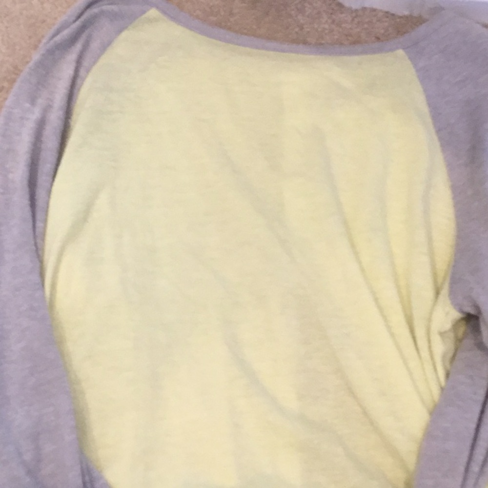 Yellow and gray girls active long sleeve shirt